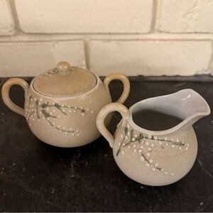 Antique Japanese sugar and creamer pottery